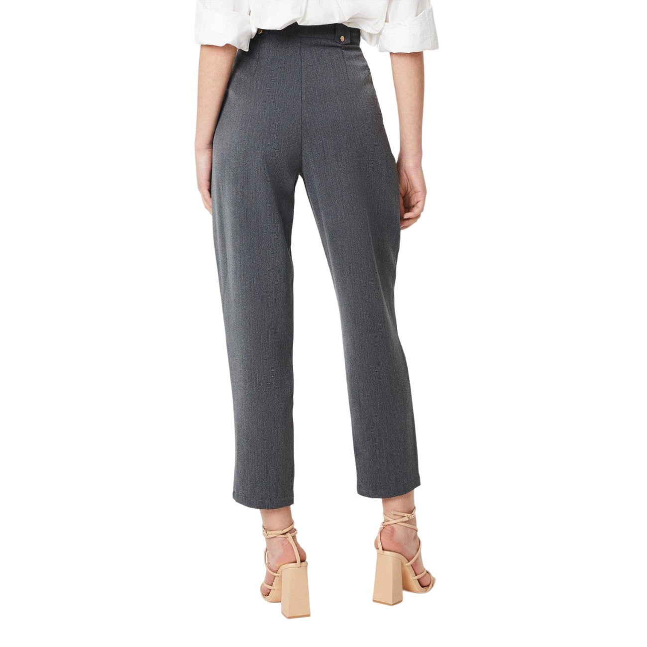 Grey - Back - Dorothy Perkins Womens-Ladies Tapered Leg Trousers