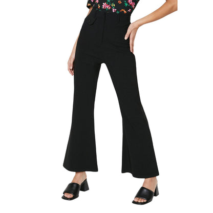 Black - Front - Dorothy Perkins Womens-Ladies Bengaline Button Detail Petite Trousers
