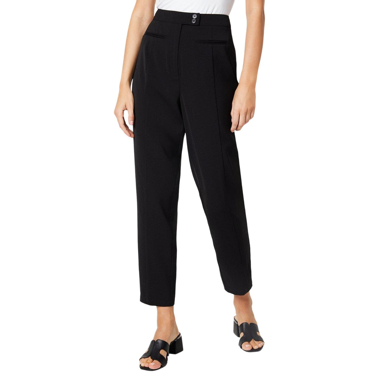 Black - Front - Dorothy Perkins Womens-Ladies Double Button Tapered Trousers