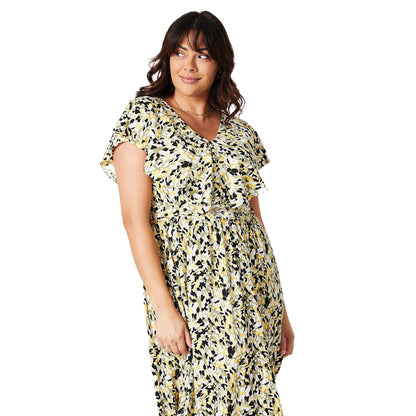 Khaki Green - Lifestyle - Dorothy Perkins Womens-Ladies Abstract Ruffles Plus Midi Dress