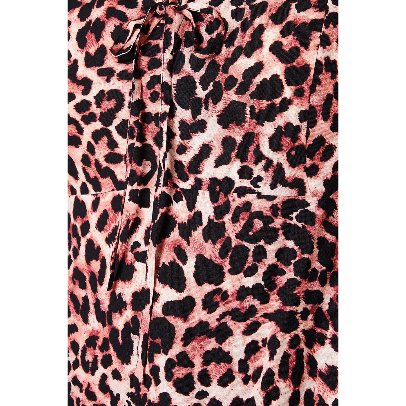 Brown-Black - Side - Dorothy Perkins Womens-Ladies Leopard Print Front Tie Plus Top
