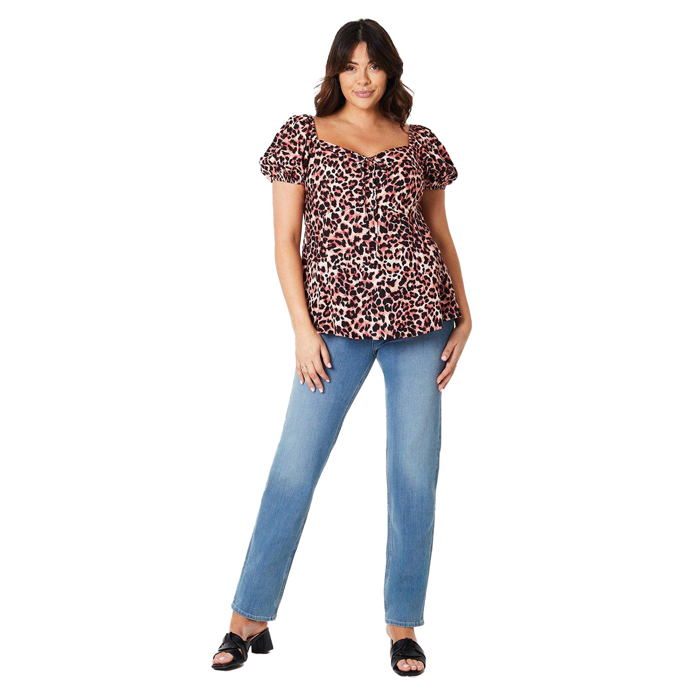Brown-Black - Lifestyle - Dorothy Perkins Womens-Ladies Leopard Print Front Tie Plus Top