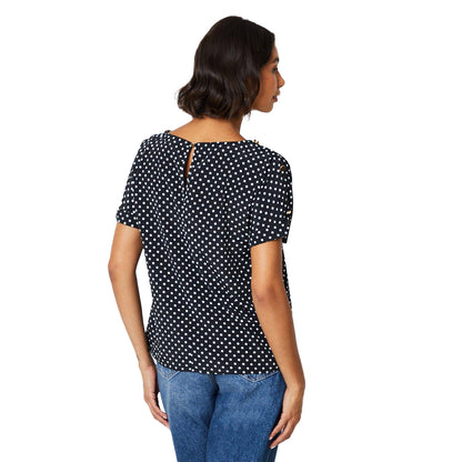 Monochrome - Back - Dorothy Perkins Womens-Ladies Spotted Button Shoulder Blouse