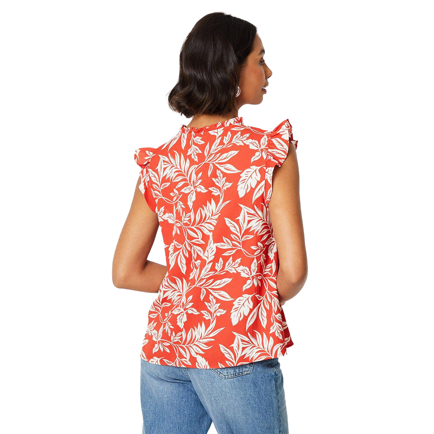 Red - Back - Dorothy Perkins Womens-Ladies Ruffles Sleeveless Blouse