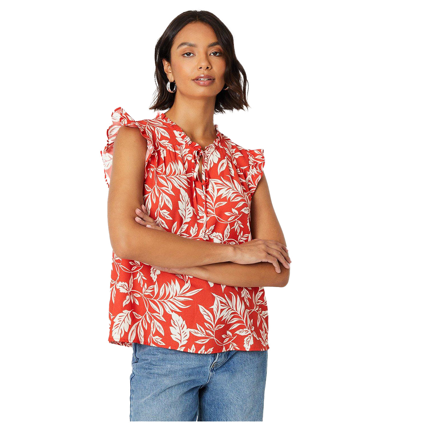 Red - Front - Dorothy Perkins Womens-Ladies Ruffles Sleeveless Blouse