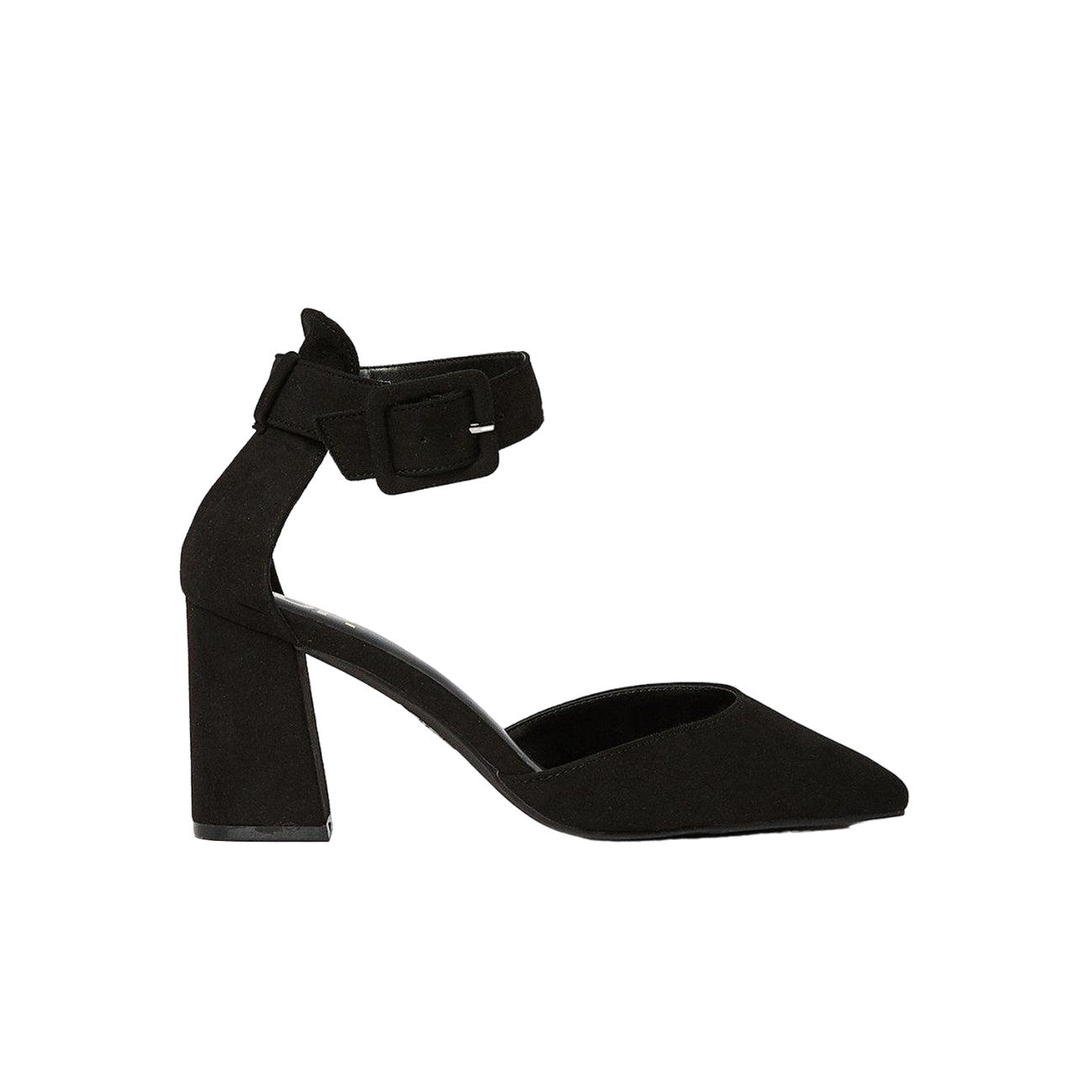 Natural Black - Back - Dorothy Perkins Womens-Ladies Echo Pointed Buckle Detail Wide Court Shoes