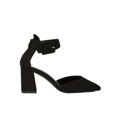 Natural Black - Back - Dorothy Perkins Womens-Ladies Echo Pointed Buckle Detail Wide Court Shoes