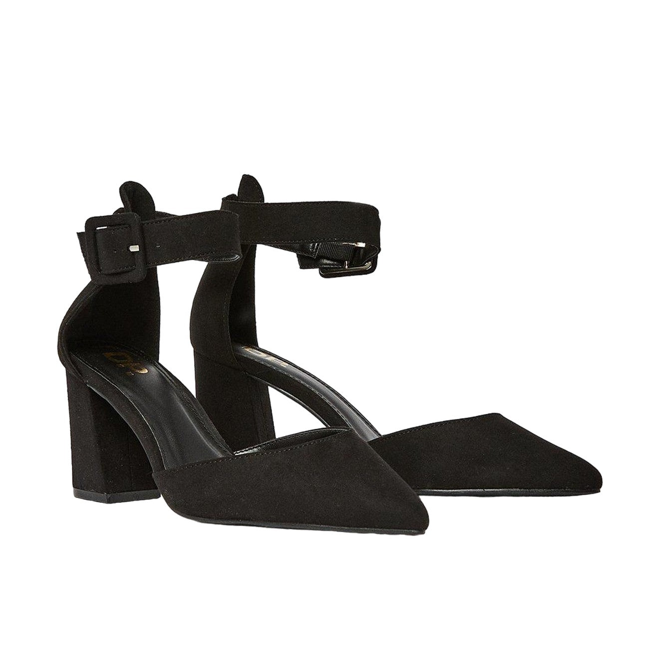 Natural Black - Front - Dorothy Perkins Womens-Ladies Echo Pointed Buckle Detail Wide Court Shoes