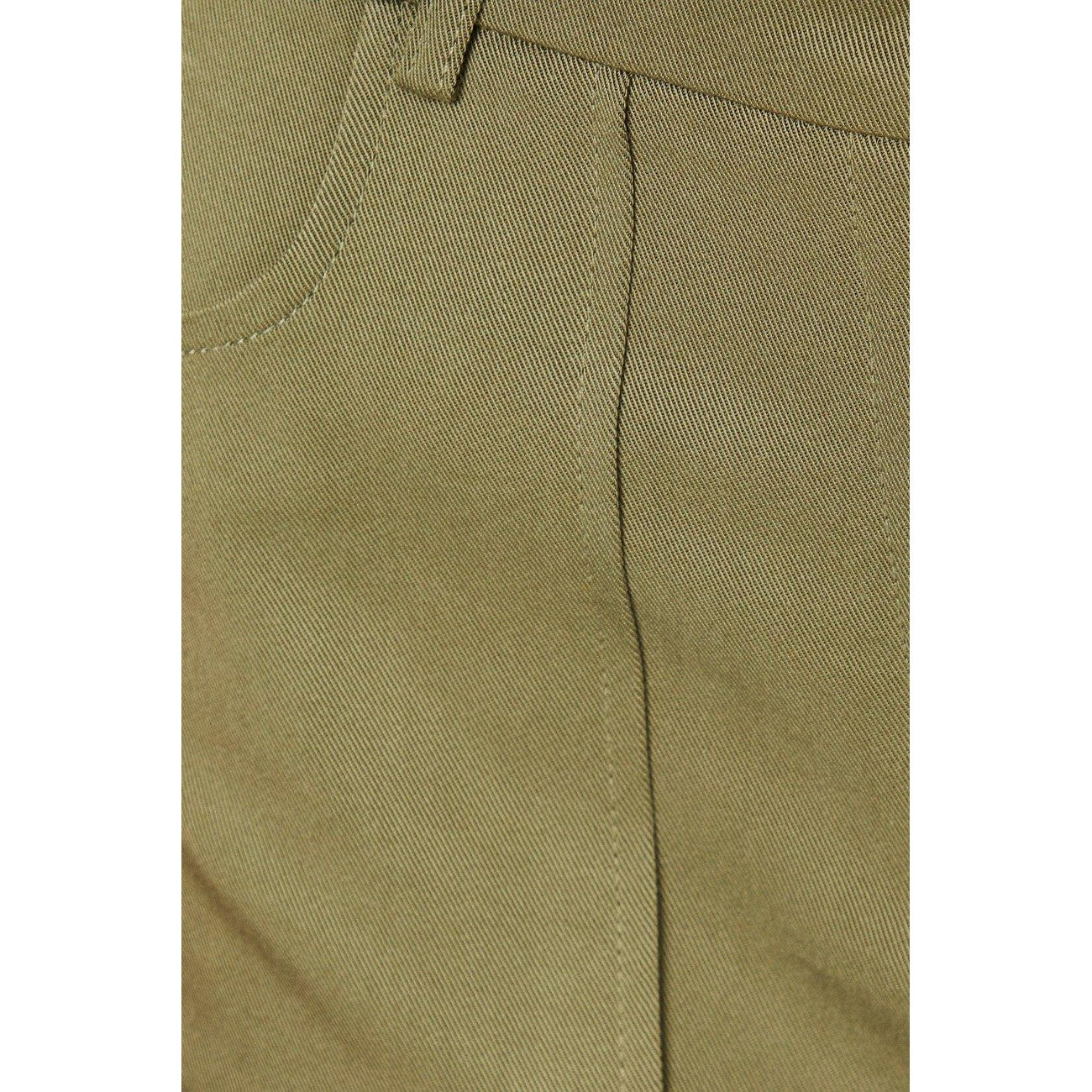 Khaki Green - Side - Dorothy Perkins Womens-Ladies Topstitched Petite Wide Leg Trousers