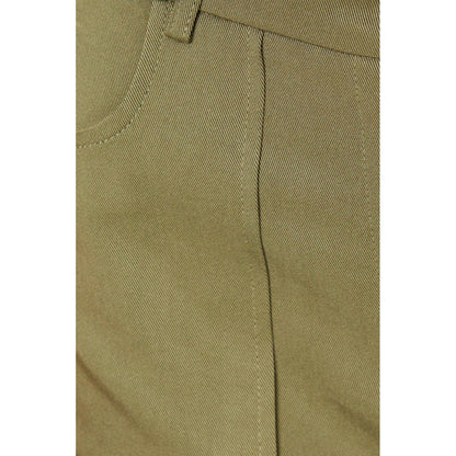 Khaki Green - Side - Dorothy Perkins Womens-Ladies Topstitched Petite Wide Leg Trousers