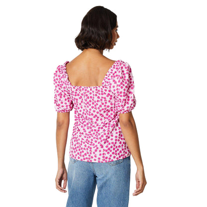 Pink - Back - Dorothy Perkins Womens-Ladies Floral Front Tie Blouse