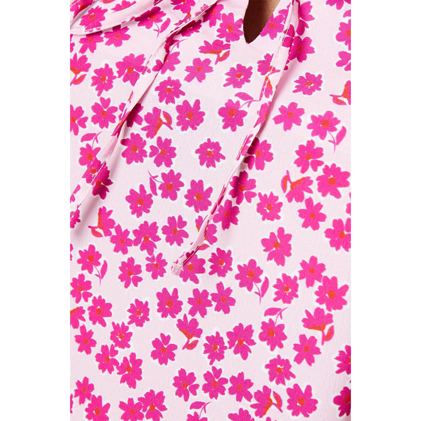 Pink - Side - Dorothy Perkins Womens-Ladies Floral Front Tie Blouse