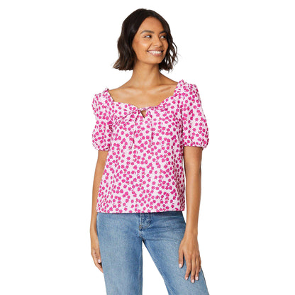 Pink - Front - Dorothy Perkins Womens-Ladies Floral Front Tie Blouse
