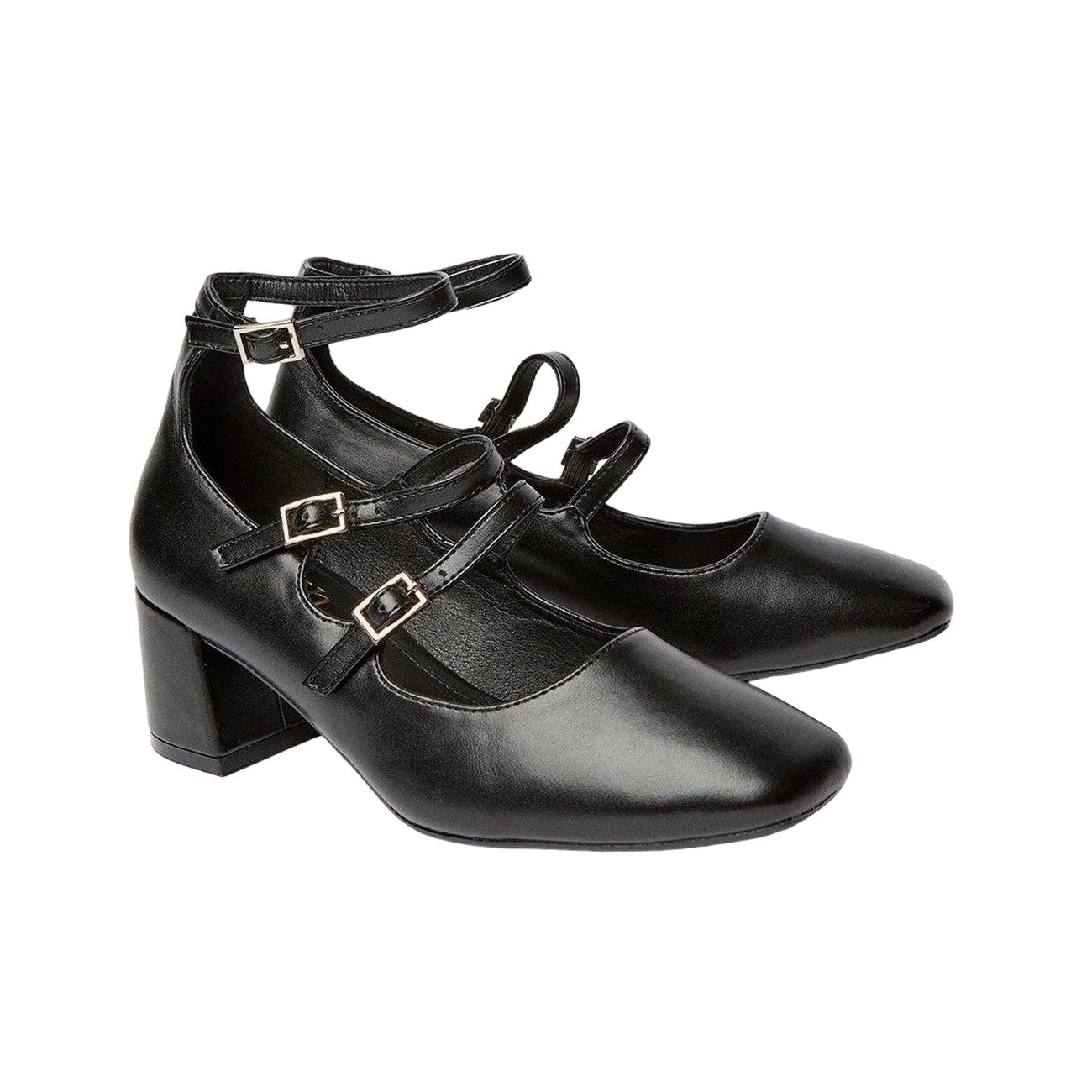 Black - Front - Faith Womens-Ladies Chantelle Mary Jane Strappy Square Toe Court Shoes