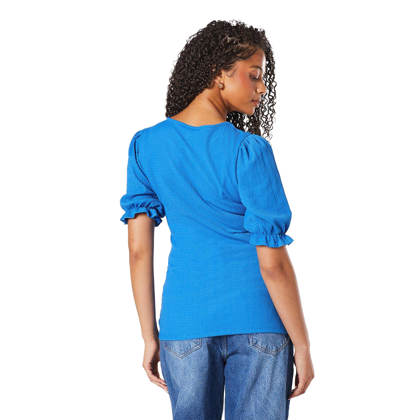 Blue - Back - Dorothy Perkins Womens-Ladies Tall Puff Sleeve Top