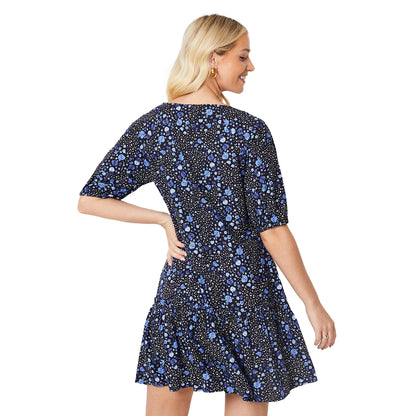 Black - Back - Dorothy Perkins Womens-Ladies Abstract Floral Mini Dress