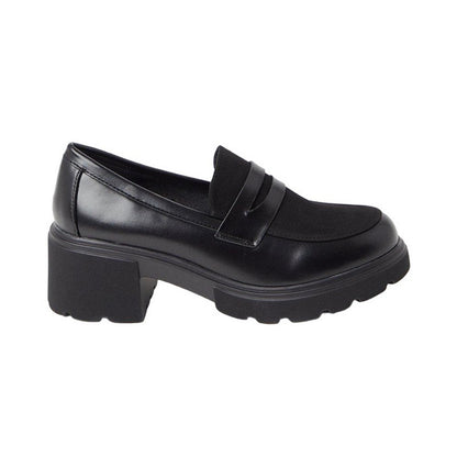Black - Back - Faith Womens-Ladies Charlotte Chunky Heel Loafers