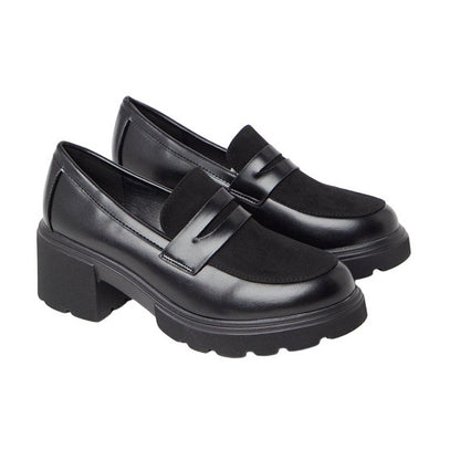 Black - Front - Faith Womens-Ladies Charlotte Chunky Heel Loafers