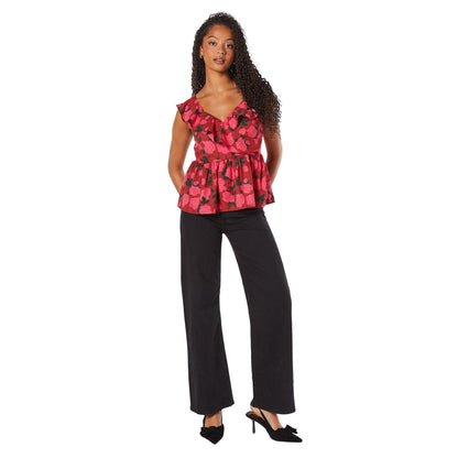 Red - Lifestyle - Dorothy Perkins Womens-Ladies Rose Peplum Top