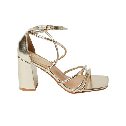 Gold - Back - Dorothy Perkins Womens-Ladies Sylvie Crossover Strap High Block Heel Sandals