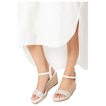 White - Side - Dorothy Perkins Womens-Ladies Renelle Diamante Wedge Sandals