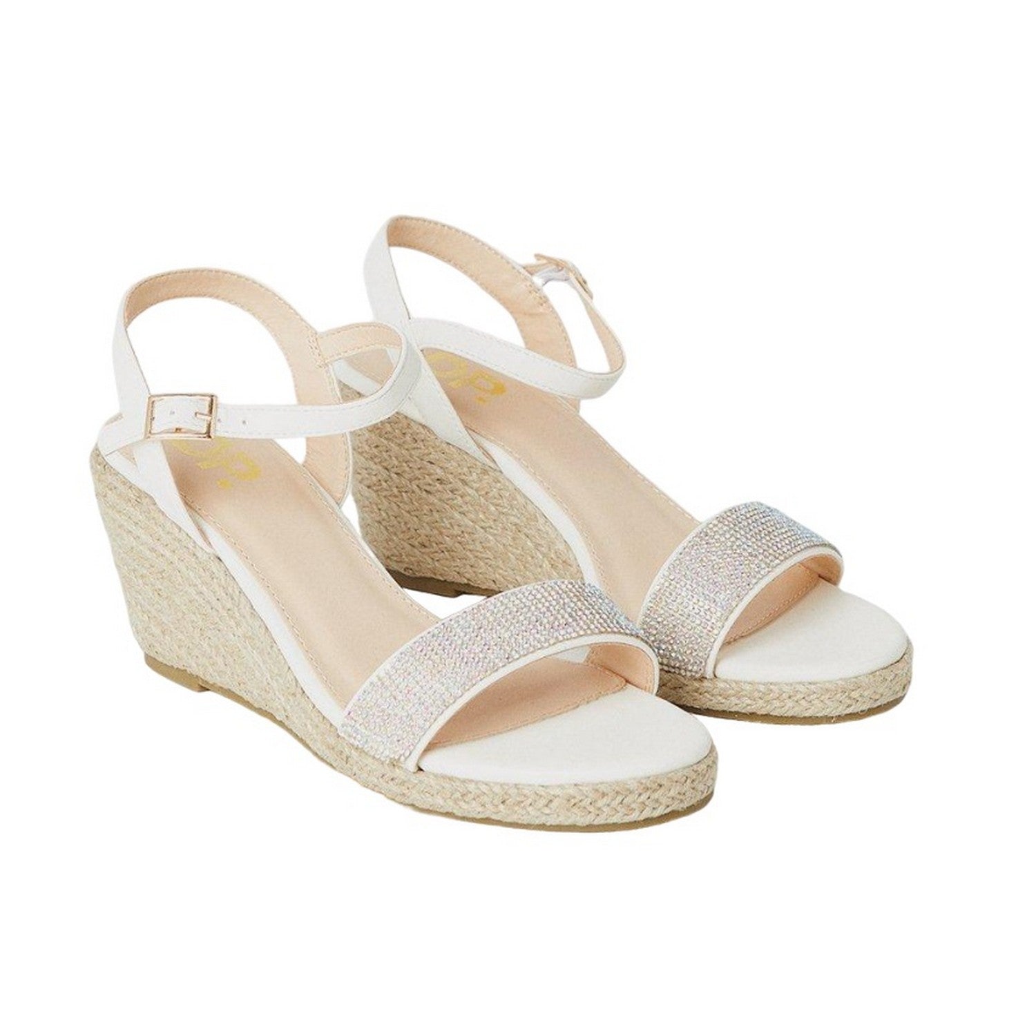 White - Front - Dorothy Perkins Womens-Ladies Renelle Diamante Wedge Sandals