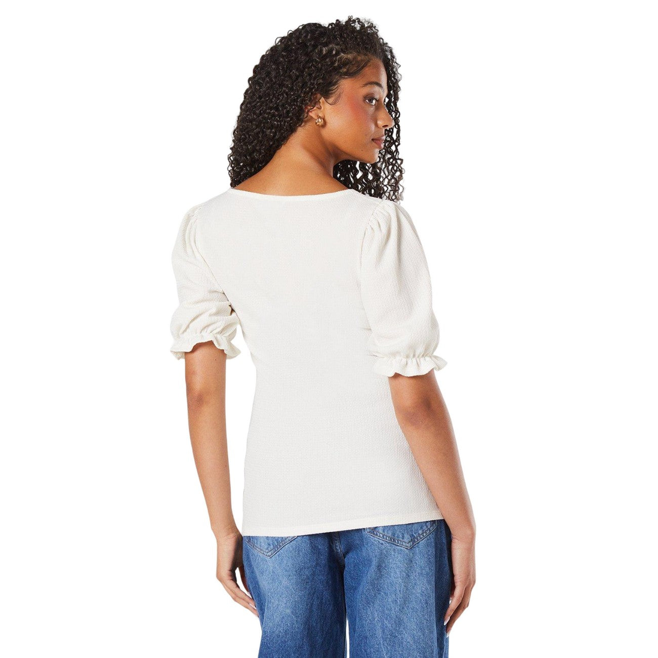 Ivory - Back - Dorothy Perkins Womens-Ladies Scoop Neck Tall Short-Sleeved Top
