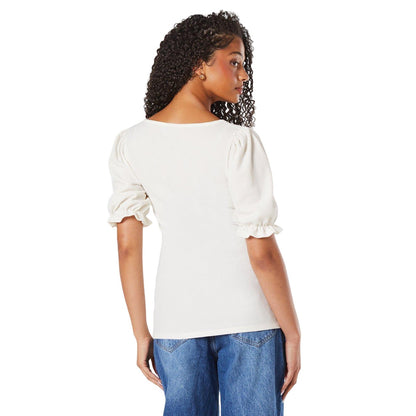 Ivory - Back - Dorothy Perkins Womens-Ladies Scoop Neck Tall Short-Sleeved Top