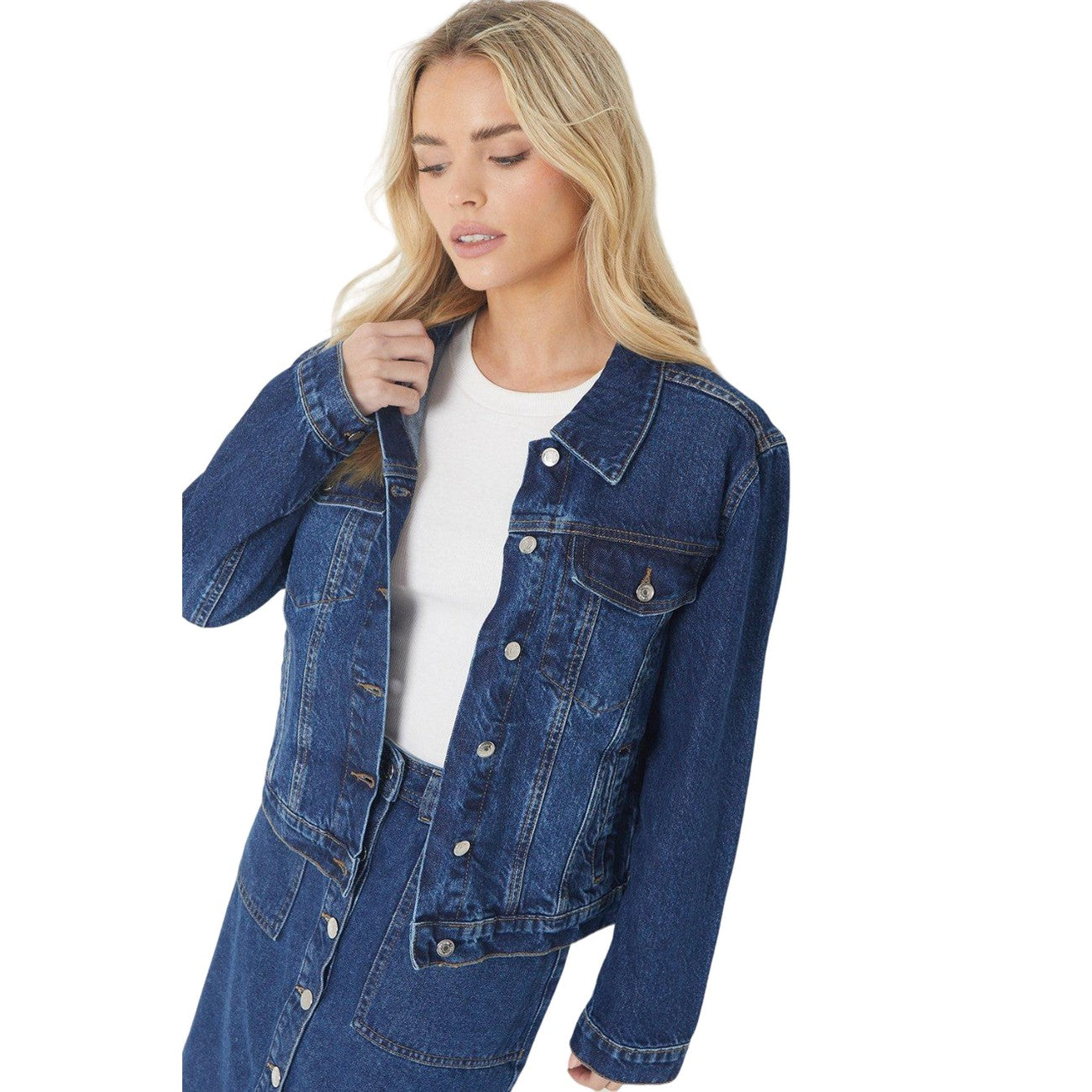 Indigo - Side - Dorothy Perkins Womens-Ladies Petite Denim Jacket
