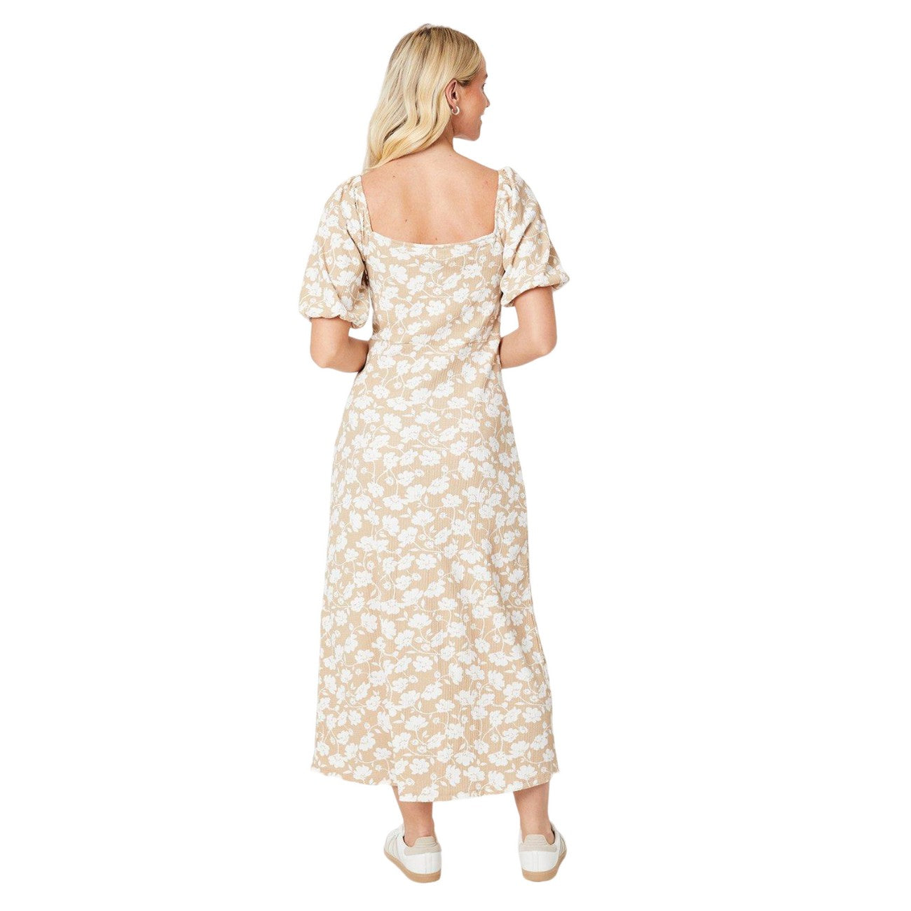 Brown-White - Back - Dorothy Perkins Womens-Ladies Floral Knotted Strap Midi Dress