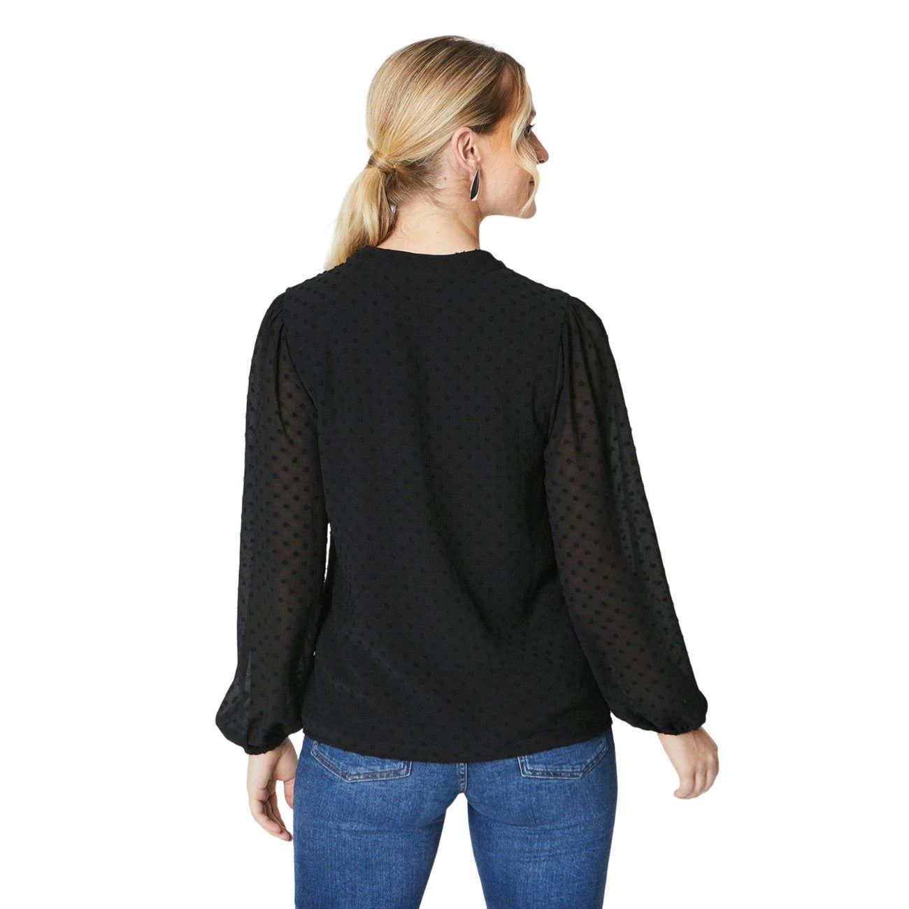 Black - Back - Dorothy Perkins Womens-Ladies Dobby Overhead Blouse