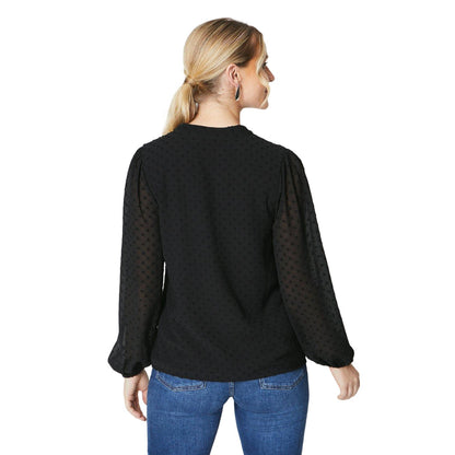 Black - Back - Dorothy Perkins Womens-Ladies Dobby Overhead Blouse