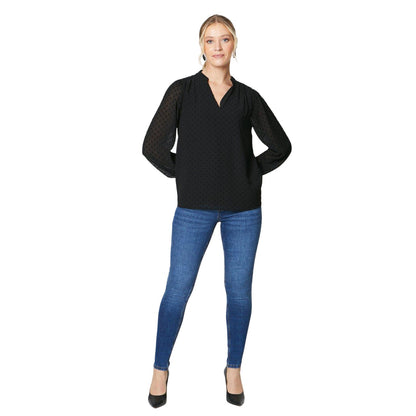 Black - Side - Dorothy Perkins Womens-Ladies Dobby Overhead Blouse