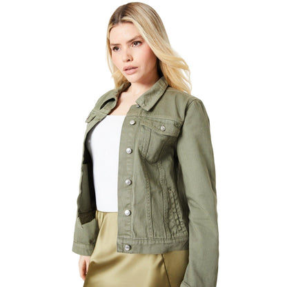 Khaki Green - Front - Dorothy Perkins Womens-Ladies Denim Jacket