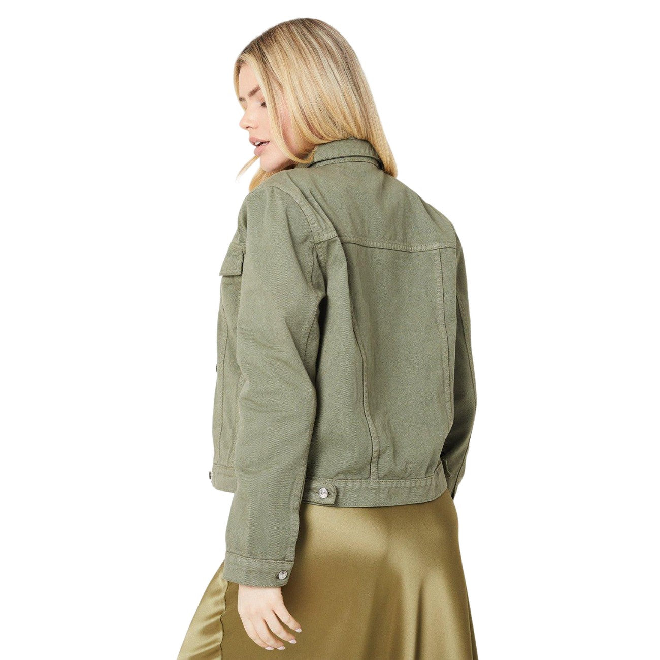 Khaki Green - Back - Dorothy Perkins Womens-Ladies Denim Jacket