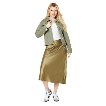 Khaki Green - Side - Dorothy Perkins Womens-Ladies Denim Jacket