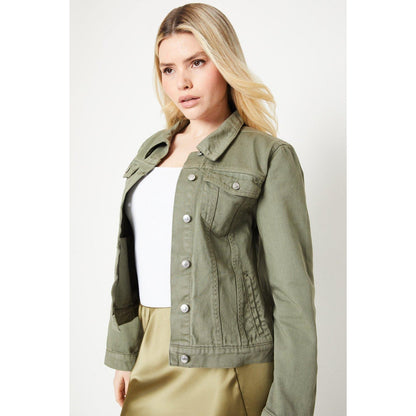 Khaki - Front - Dorothy Perkins Womens-Ladies Denim Jacket