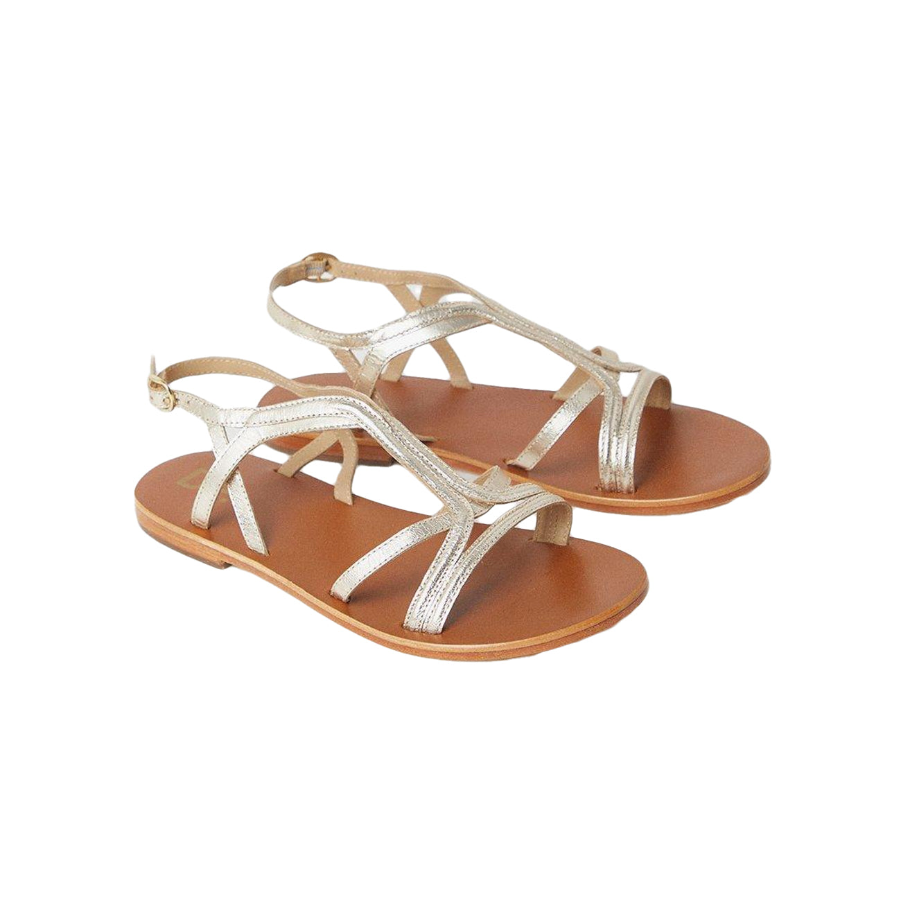 Gold - Front - Dorothy Perkins Womens-Ladies Janet Leather T-Bar Strappy Sandals