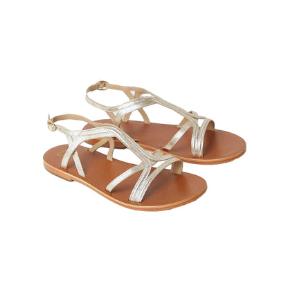 Gold - Front - Dorothy Perkins Womens-Ladies Janet Leather T-Bar Strappy Sandals