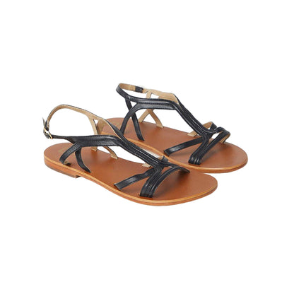 Black - Front - Dorothy Perkins Womens-Ladies Janet Leather T-Bar Strappy Sandals