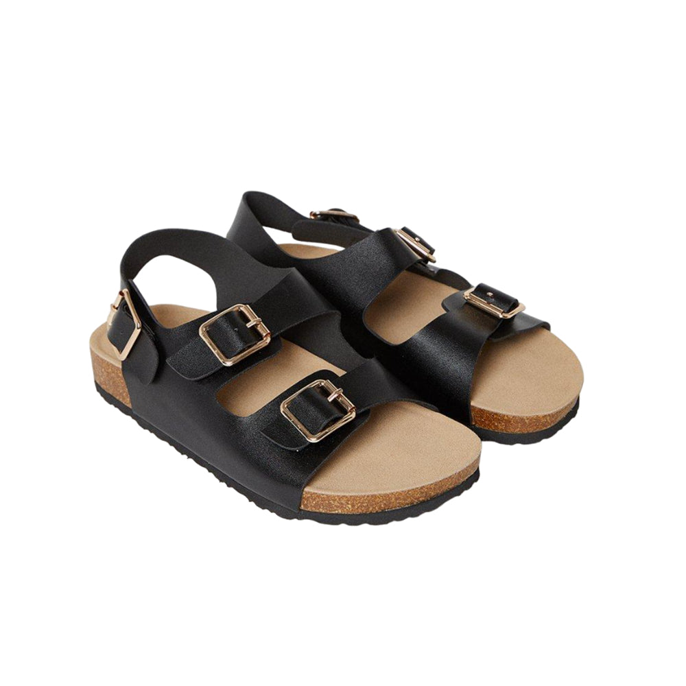 Black - Front - Good For The Sole Womens-Ladies Arlen Backstrap Buckle Detail Wide Sliders