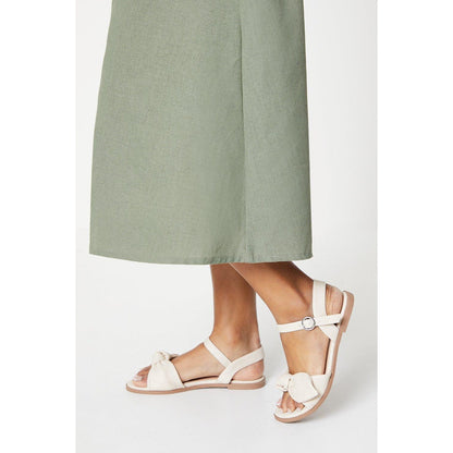 Bone - Front - Dorothy Perkins Womens-Ladies Freya Bow Detail Wide Flat Sandals