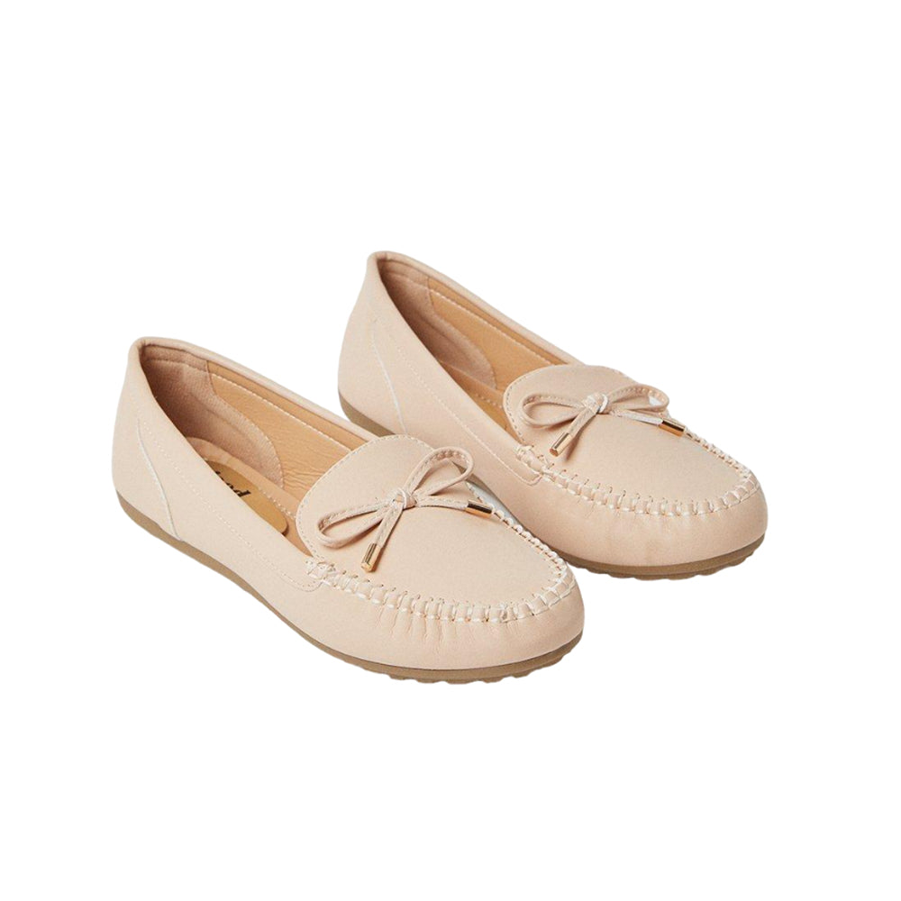 Blush - Front - Good For The Sole Womens-Ladies Nancy Comfort Bow Detail Moccasins