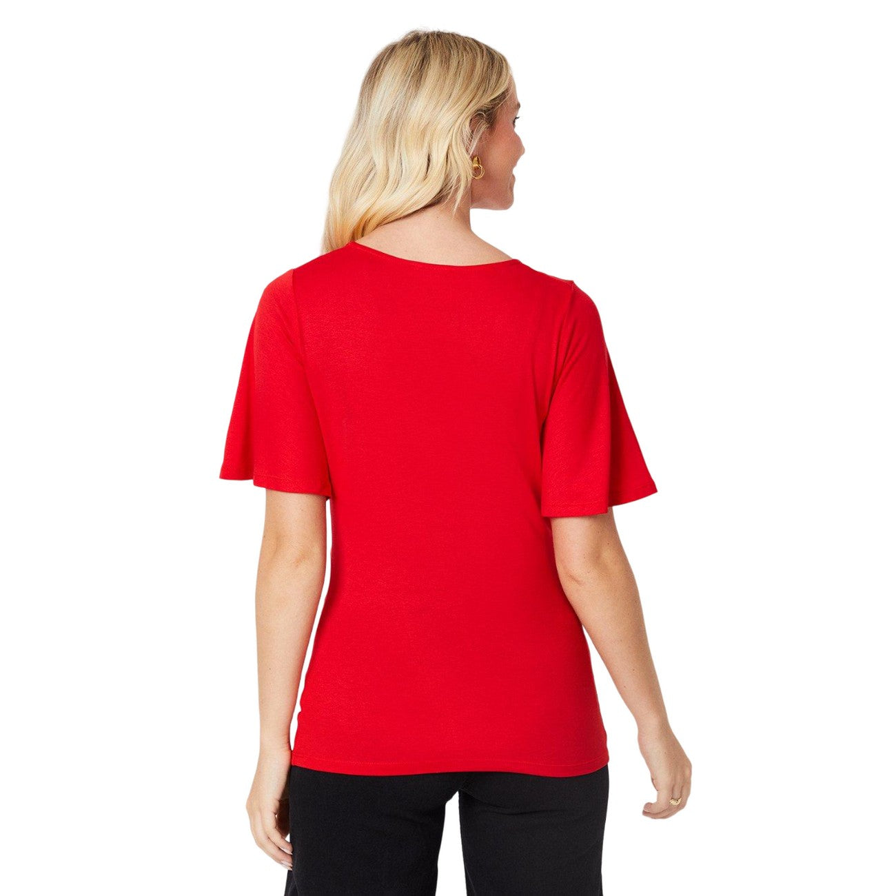 Red - Back - Dorothy Perkins Womens-Ladies Empire Flutter Top