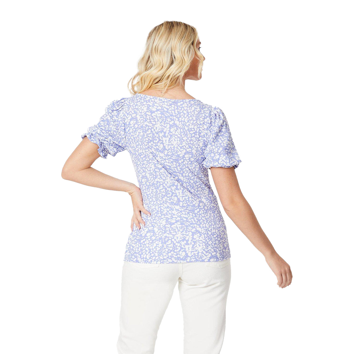 Blue - Back - Dorothy Perkins Womens-Ladies Abstract Scoop Neck Top