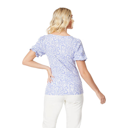 Blue - Back - Dorothy Perkins Womens-Ladies Abstract Scoop Neck Top