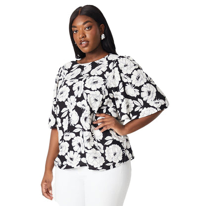 Black - Front - Dorothy Perkins Womens-Ladies Floral Plus Flutter Top