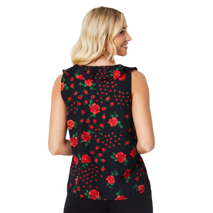 Black - Back - Dorothy Perkins Womens-Ladies Frilled V Neck Top