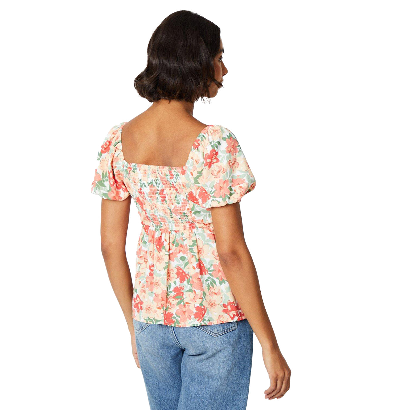 White-Red-Green - Back - Dorothy Perkins Womens-Ladies Floral Twisted Knot Front Blouse
