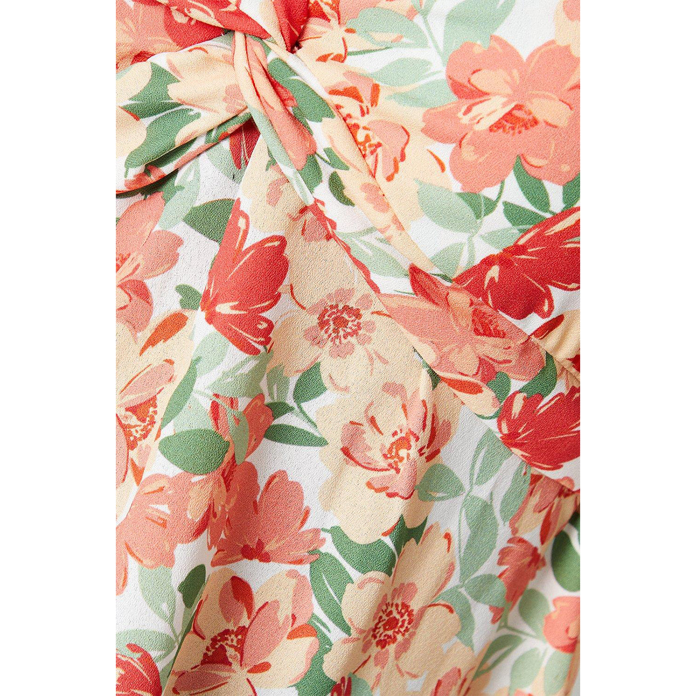 White-Red-Green - Side - Dorothy Perkins Womens-Ladies Floral Twisted Knot Front Blouse